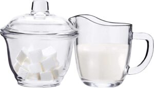 Nicunom Dishwasher Safe Clear Glass Sugar And Creamer Set, 2-Piece