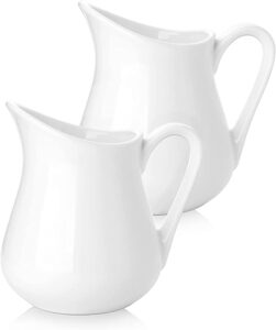 Nucookery Porcelain Syrup Warmer Pitcher with Handle, 2 Piece