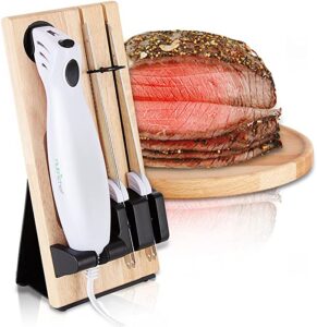 NutriChef Electric Carving Kitchen Knife With Wood Stand