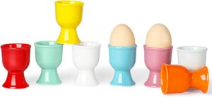 ONTUBE Colorful Dishwasher Safe Porcelain Egg Cups, 8 Piece