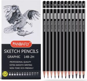 PANDAFLY Extra Smooth Eco-Friendly Graphite Pencils, 12-Piece