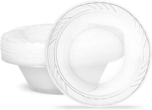 PLASTICPRO Premium Crystal Clear Disposable Plastic Bowls, 40 Piece