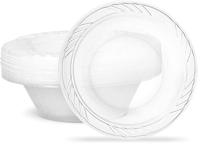 PLASTICPRO Premium Crystal Clear Disposable Plastic Bowls, 40 Piece