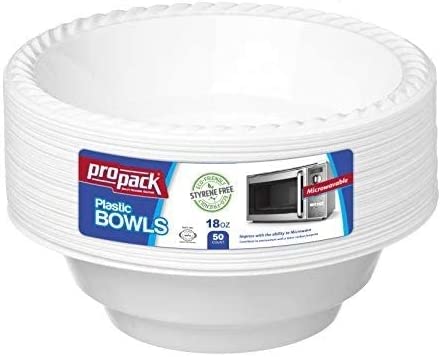 ProPack Heavy Weight Disposable Plastic Bowls, 50 Piece