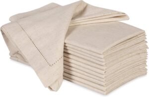 Ramanta Home Oversized Cotton Flax Cloth Napkins, 12-Count