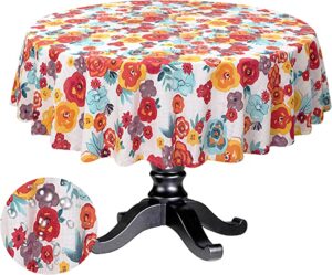 RUVANTI Stain Resistant Washable Multi Flower Print Cotton Tablecloth