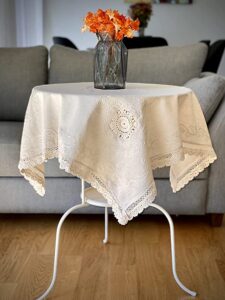 Secret Sea Collection Washable Handmade Embroidered Cotton Tablecloth