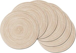 SHACOS Washable Wrinkle Resistant Braided Circle Placemats, 6 Piece