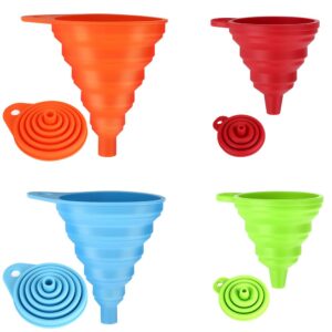 Siasky Wear-Resistant Foldable Silicone Funnels, 4-Piece