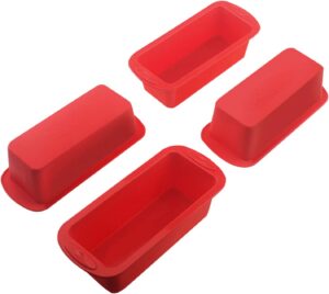 SILIVO Food Grade Silicone Mini Loaf Pans, 4-Piece