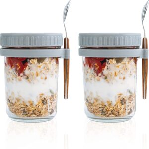 SMARCH Side Measurement Markings Overnight Oats Containers, 2-Count