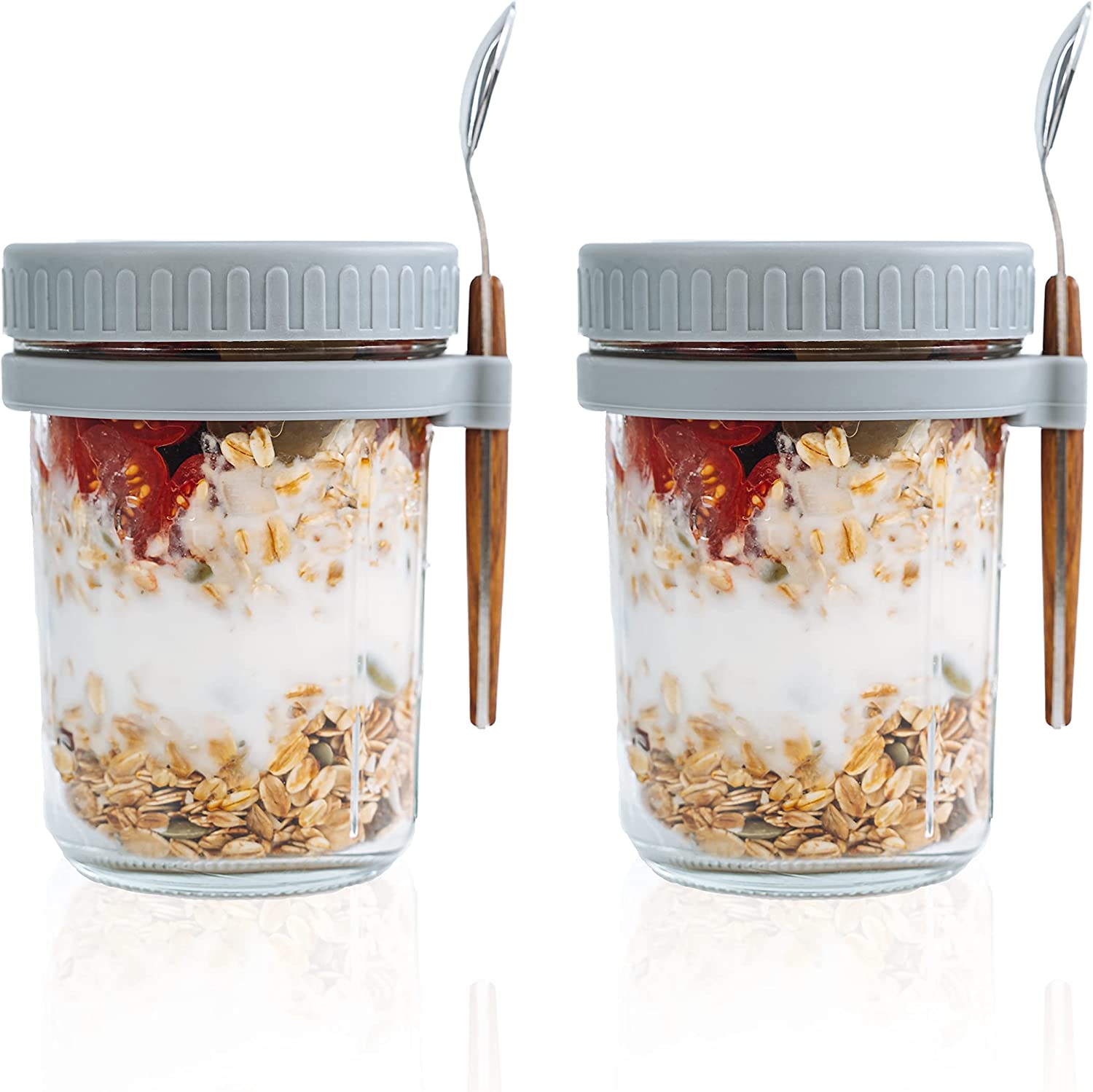 LANDNEOO 4 Pack Overnight Oats Containers with Lids and Spoons, 16 oz Glass  Mason Overnight Oats Jar…See more LANDNEOO 4 Pack Overnight Oats