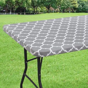 smiry Waterproof Elastic Wipeable Vinyl Fitted Tablecloth