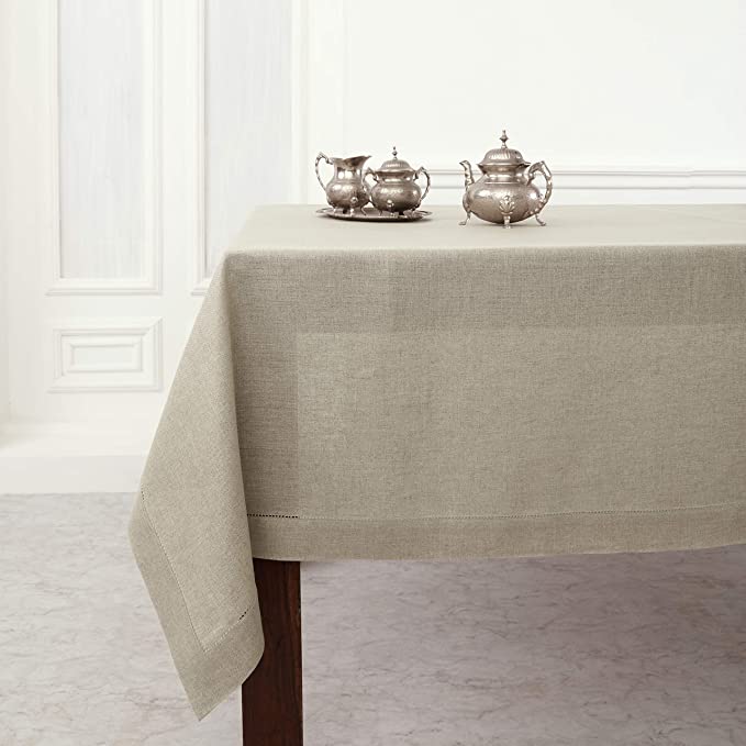 Solino Home Classic Hemstitch European Flax Linen Tablecloth