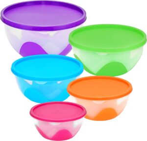 Southern Homewares Nesting Multipurpose Plastic Bowls With Lids, 5-Count