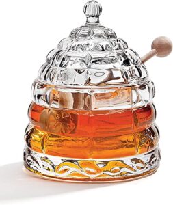 Studio Silversmiths Crystal Beehive Honey Jar With Dipper