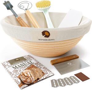 Superbaking Scoring Lame & Handmade Rattan Bread Proofing Basket