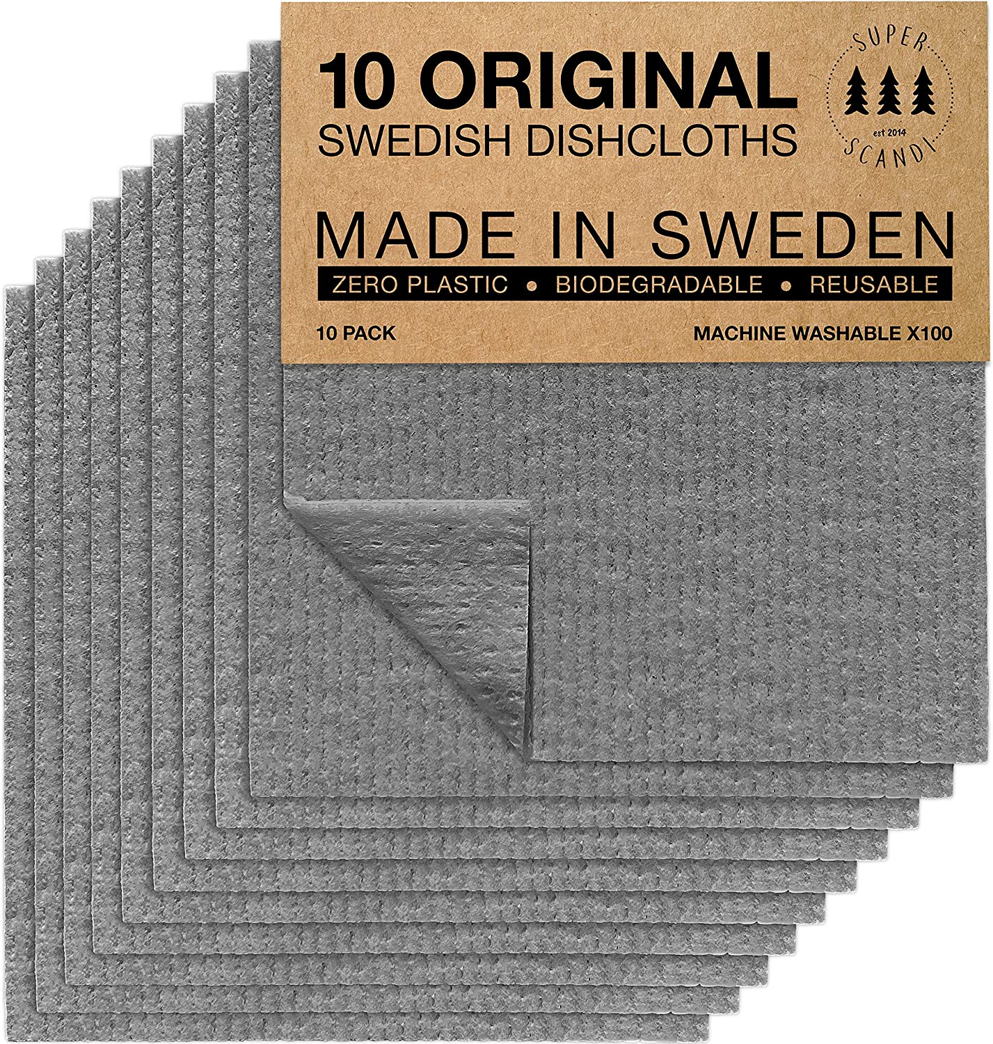 Wowables, Swedish Dish Cloths on a Roll, Reusable & Biodegradable Paper  Towels, 30 Count Roll, 2 PACK