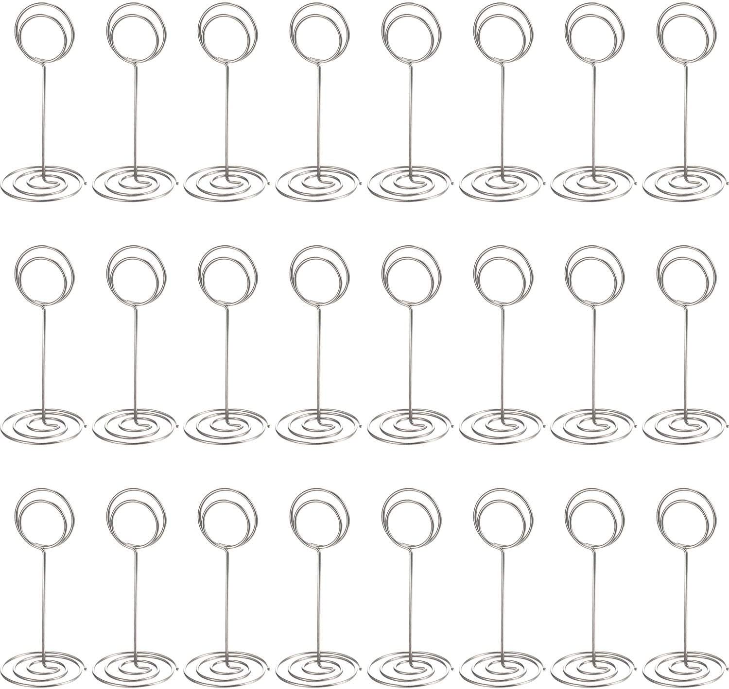 TecUnite Circle-Shaped Metal Wire Place Card Holders, 24-Count
