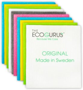 The EcoGurus Lint-Free Cellulose & Cotton Swedish Dishcloths, 10-Count