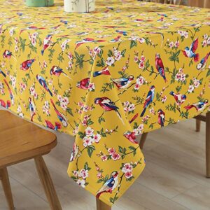Tina Machine Washable Vintage Bird Floral Print Cotton Tablecloth