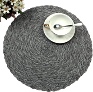 Topotdor Washable Heat Resistant Braided Circle Placemats, 4 Piece