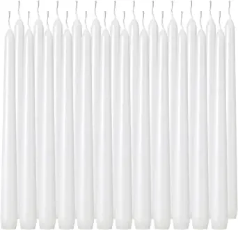 Tuyai Unscented Clean Burning Taper Candles, 24 Pack