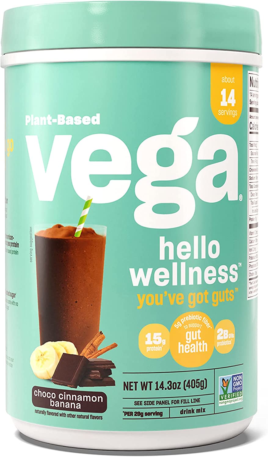 Vega Hello Wellness Non-GMO Protein Powder, Choco Cinnamon Banana