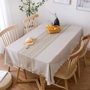 Vonabem Wrinkle Free Tassel Dyed Cotton Linen Tablecloth