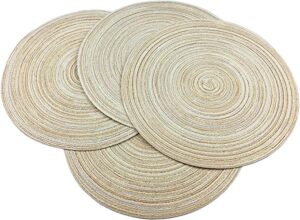 WAZAIGUR Heat Resistant Non-Slip Braided Circle Placemats, 4 Piece