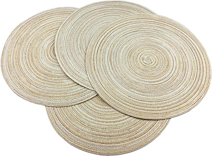 WAZAIGUR Heat Resistant Non-Slip Braided Circle Placemats, 4 Piece