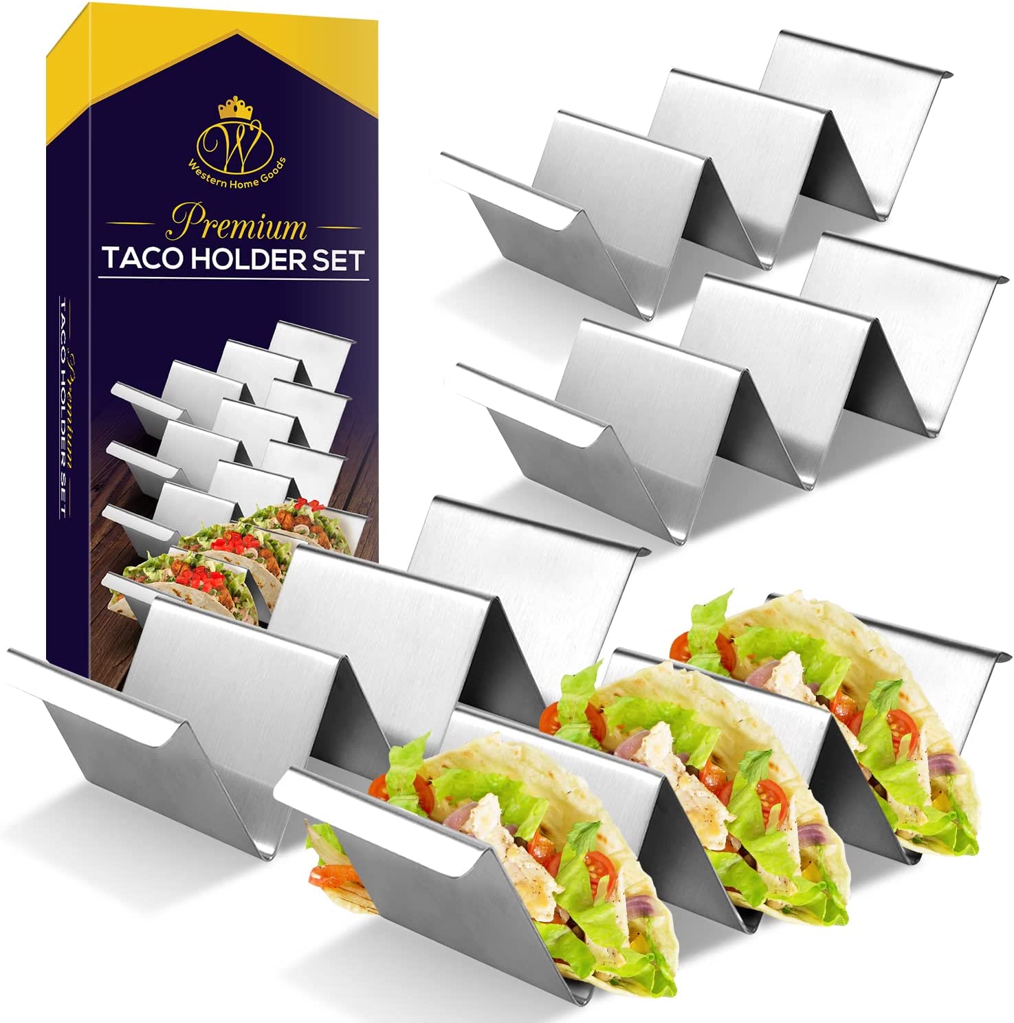 Western Home Goods Dual-Sided Stackable Taco Holders, 6-Pack