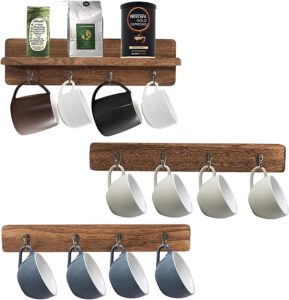 YCOCO Wall Mounted Cup Shelves Coffee Bar Essential, 3-Pack