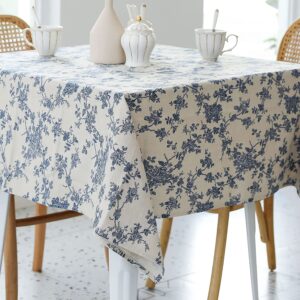 YiHomer Floral Print Polyester Cotton Blend Square Tablecloth