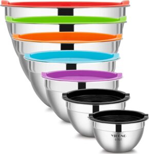 YIHONG Stainless Steel Mixing Bowls With Lids, 7-Count