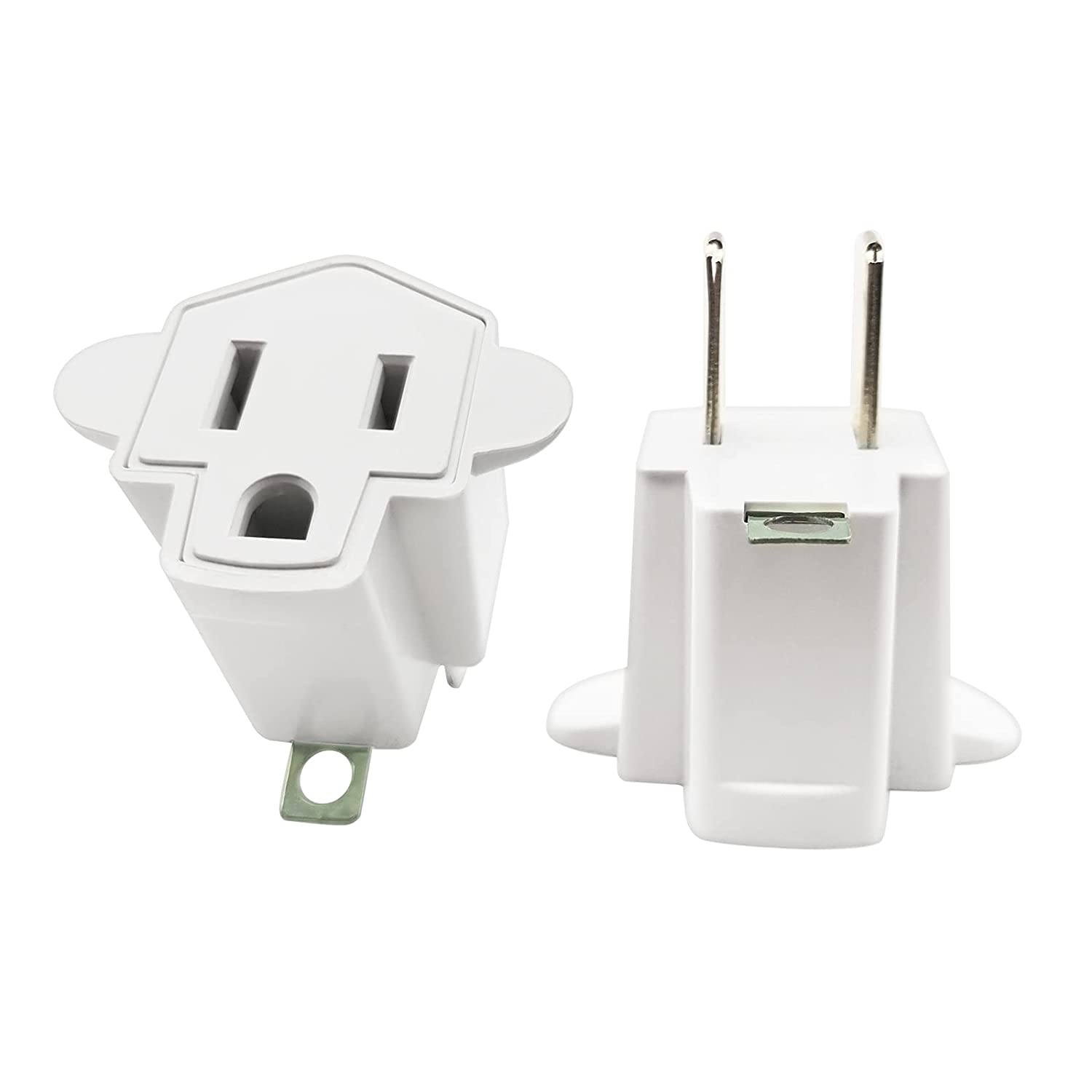 YOELVN Home & Travel 3-To-2 Prong Plug Adapter, 2-Count