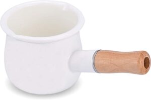 YumCute Home Wooden Handle Easy Pouring Enamel Syrup Warmer
