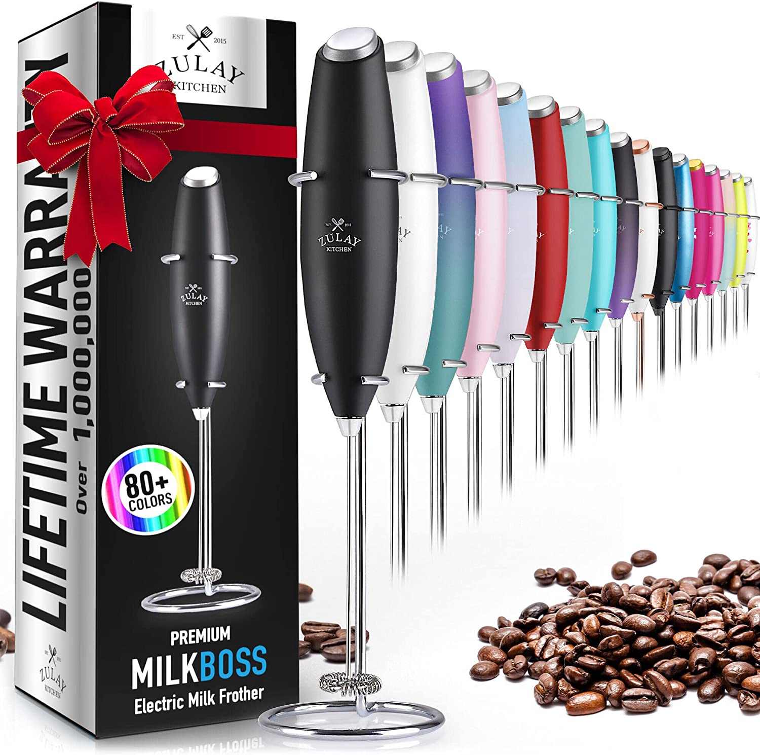 Zulay Kitchen Milk Boss Handheld Frother Coffee Bar Essential