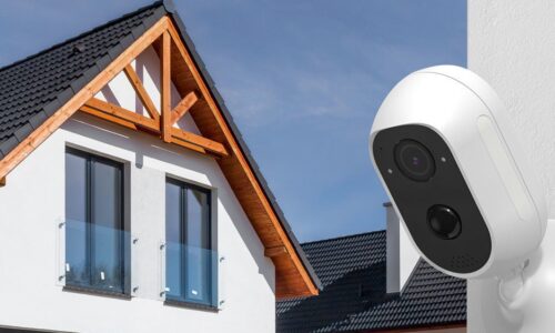Topvision night vision camera shown over house