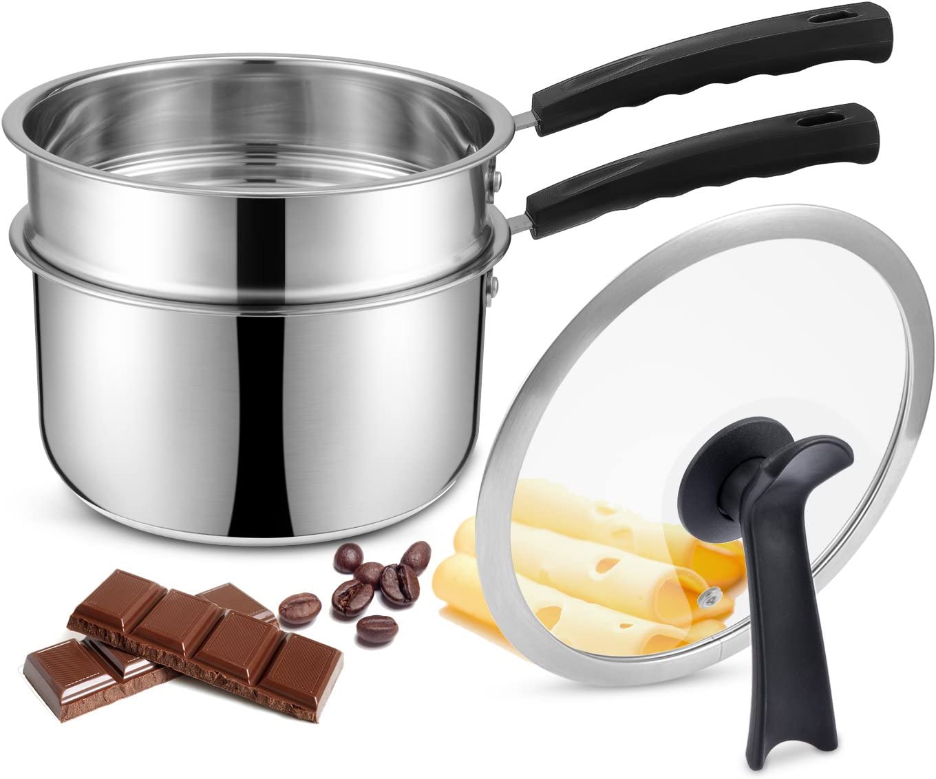 JKsmart Insulated Easy Clean Double Boiler For Chocolate, 2.5-Quart