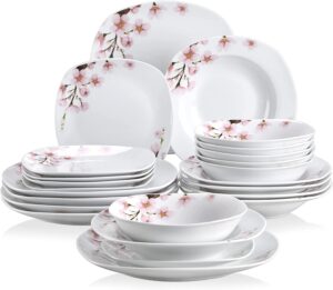VEWEET Dishwasher Safe Stackable Dinnerware Set For Everyday Use
