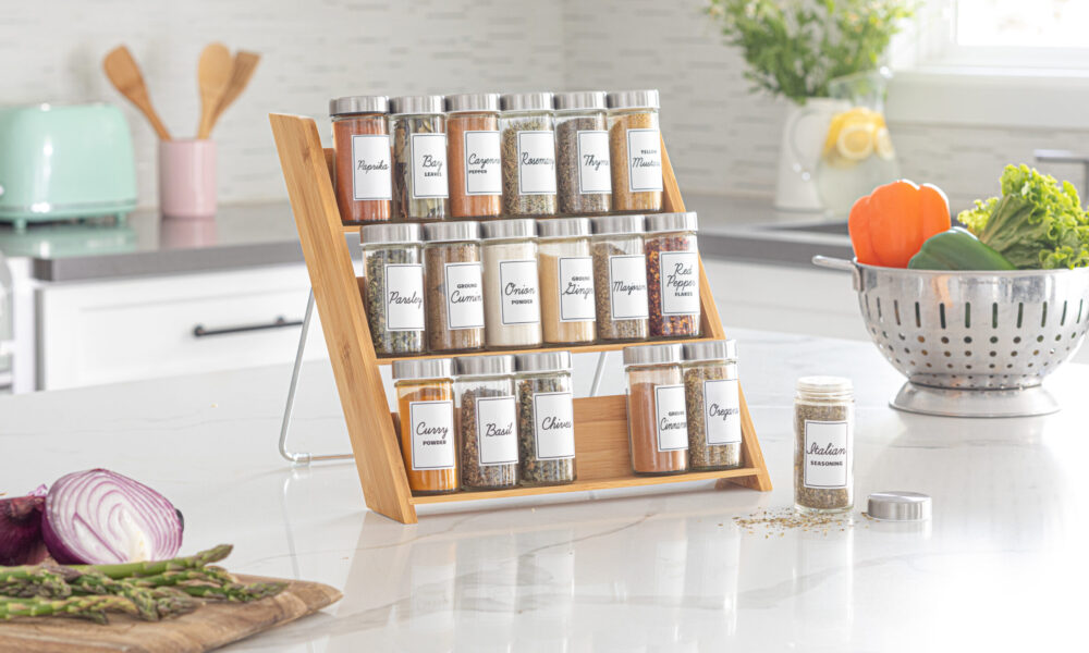 Spice rack on kitchen counter