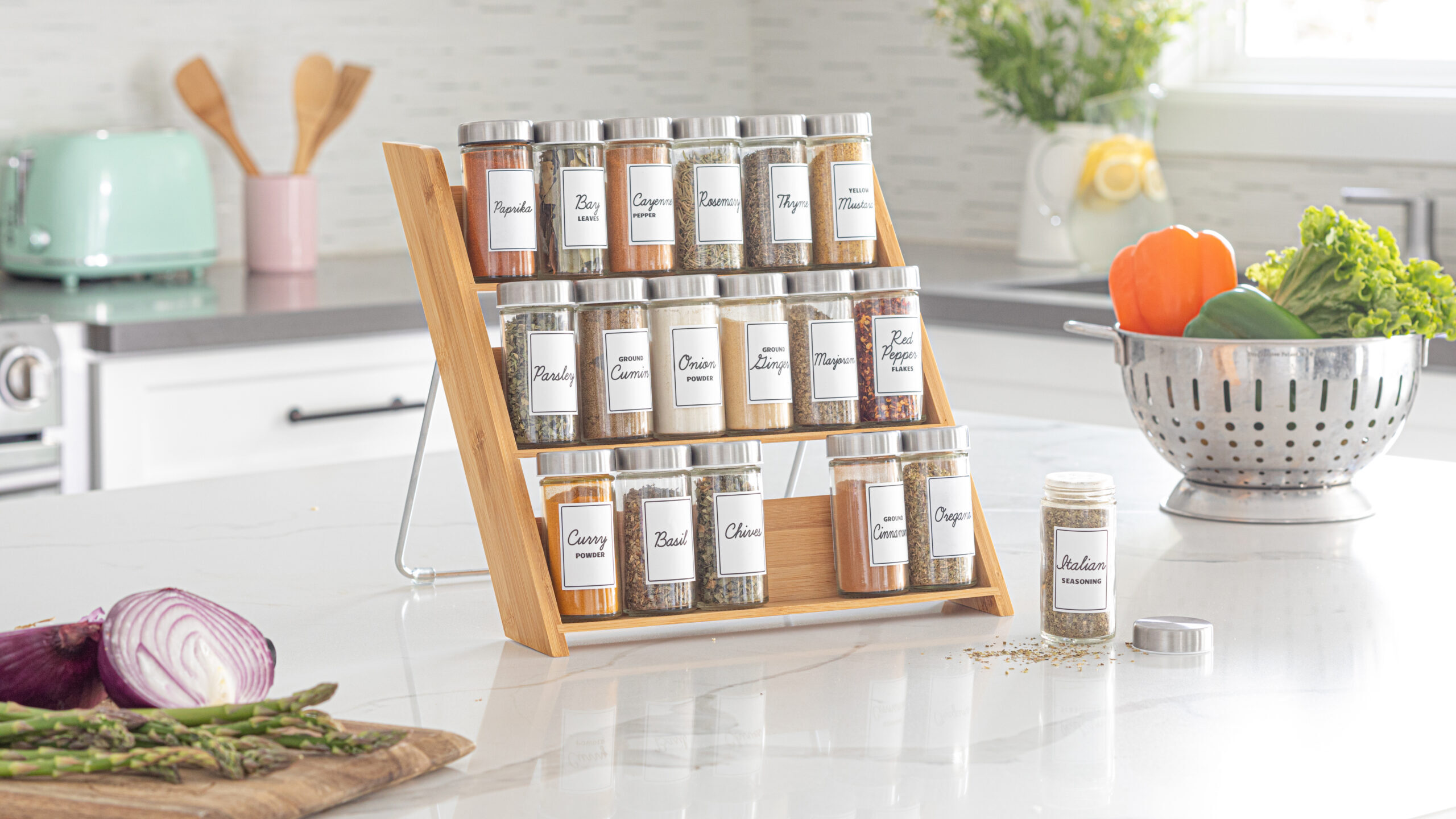 Spice rack on kitchen counter