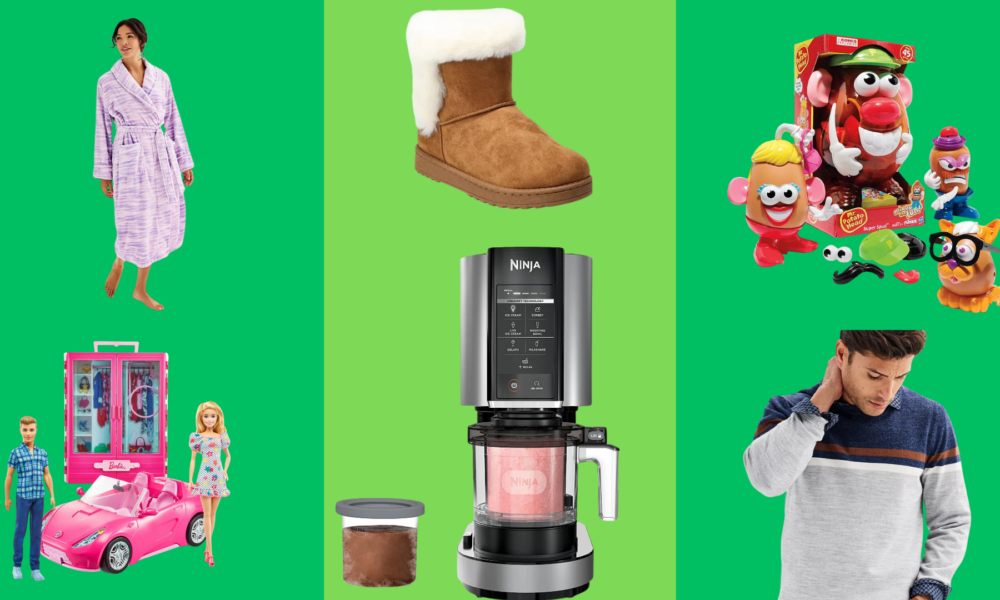 Photo collage of Kohl's Family and Friends sale items for holidays
