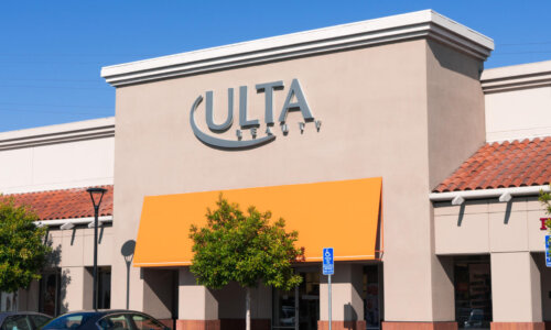 The exterior of an Ulta on a sunny day.