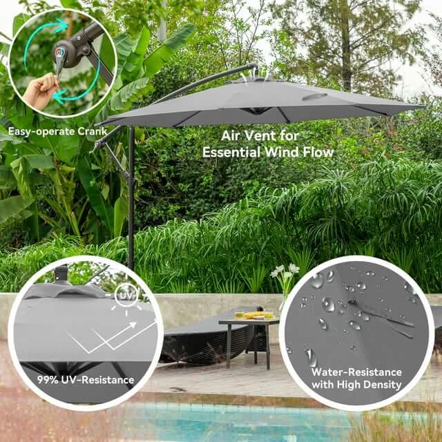 Serwall 10ft Heavy Duty Patio Hanging Offset Cantilever Patio Umbrella from Walmart