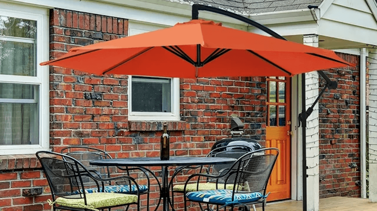 Serwall 10ft Heavy Duty Patio Hanging Offset Cantilever Patio Umbrella W/ Base Included, Orange