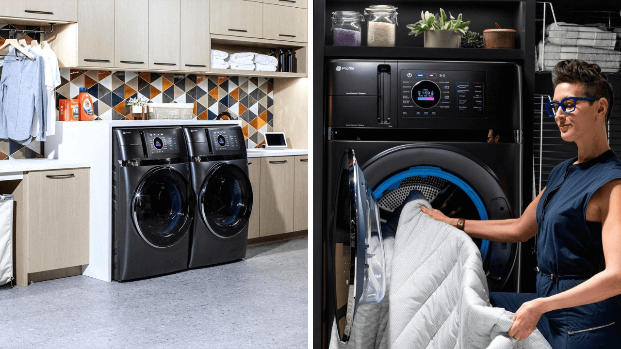 GE Profile - 4.8 cu. ft. UltraFast Combo Washer & Electric Dryer with Ventless Heat Pump Technology - Carbon Graphite