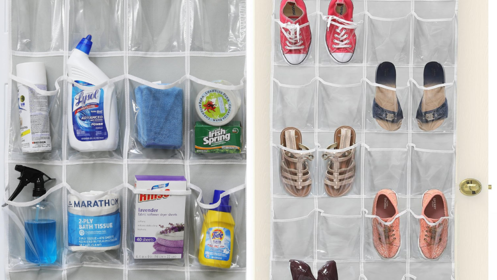 Simple Houseware 24 Pockets Large Clear Pockets Over The Door Hanging Shoe Organizer