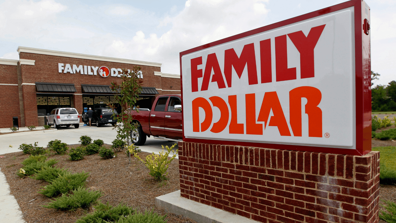 Family Dollar store front with sign